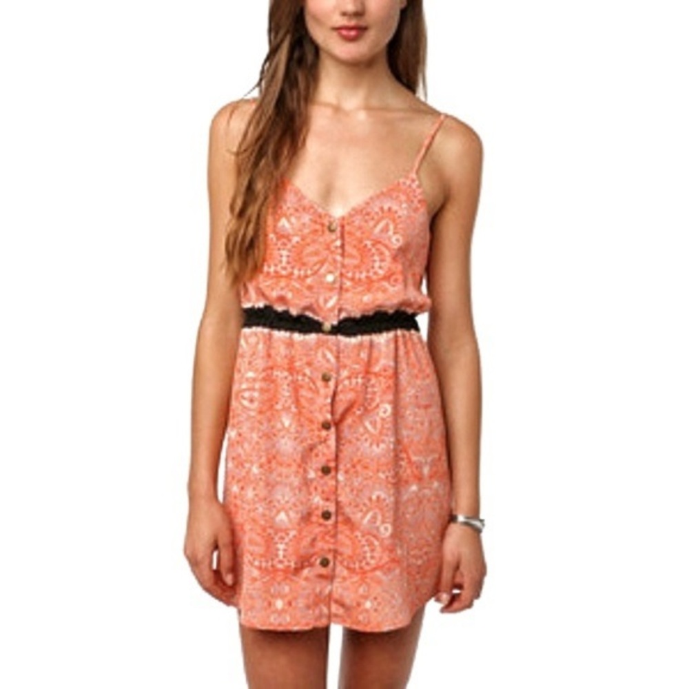 UO Orange Button Up Dress